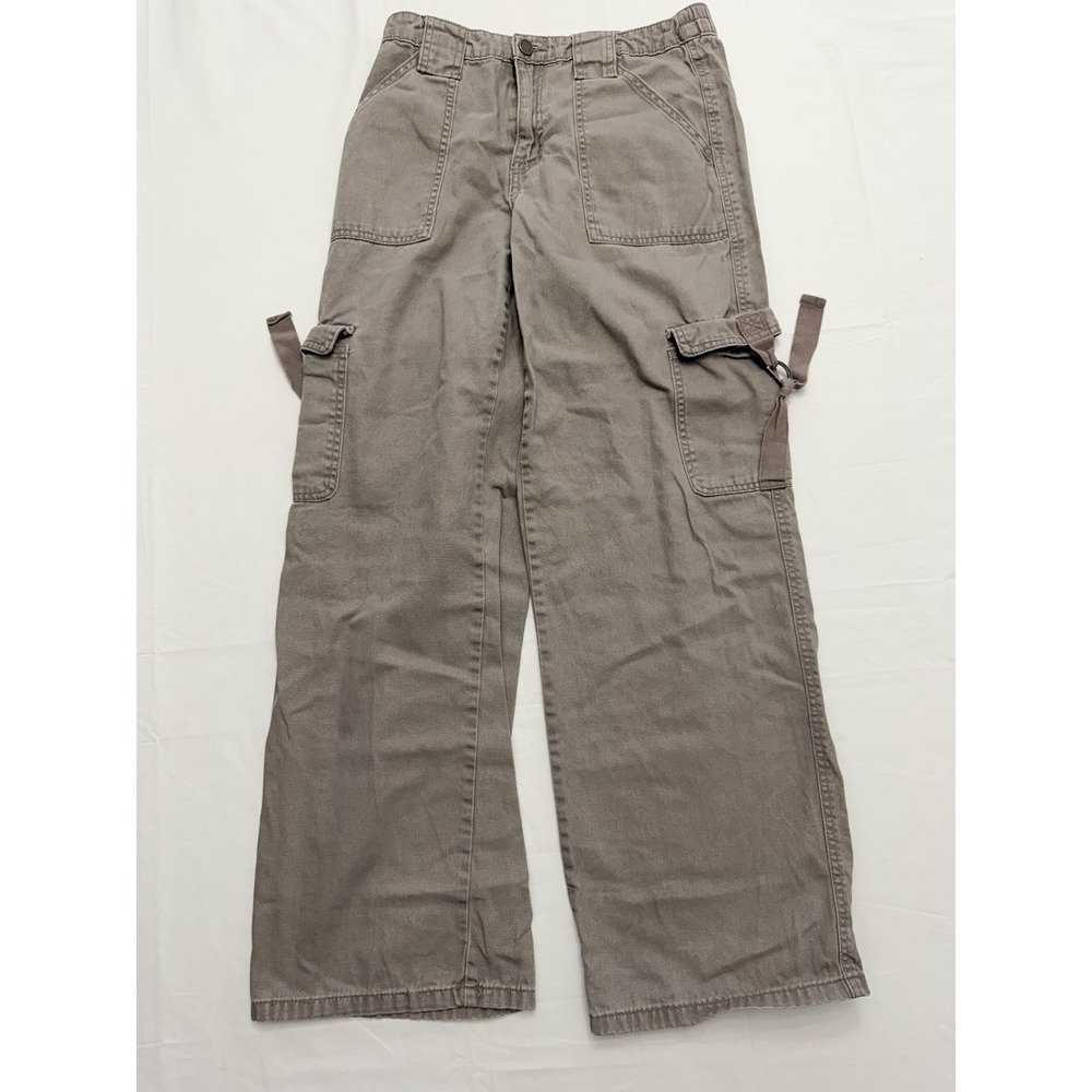 Cargo Pants Mens 34x30 Gray Relaxed‎ Fit Canvas Utility Workwear Casual Strap
